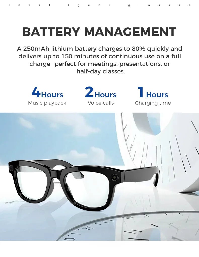 Bluetooth - KI - Smart - Brille mit Kamera – 5 - MP - Videoaufzeichnung, Echtzeitübersetzung, Sprachsteuerung und polarisierte Gläser - 0363601BE4EA431BB68B1BCF5BB2DCEF