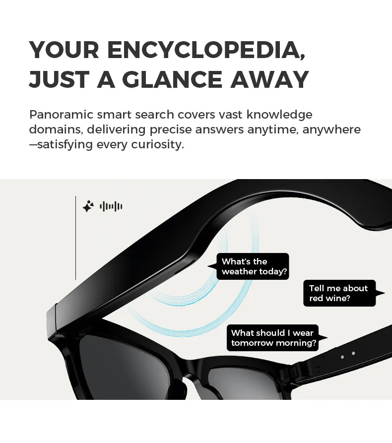 Bluetooth - KI - Smart - Brille mit Kamera – 5 - MP - Videoaufzeichnung, Echtzeitübersetzung, Sprachsteuerung und polarisierte Gläser - 0363601BE4EA431BB68B1BCF5BB2DCEF