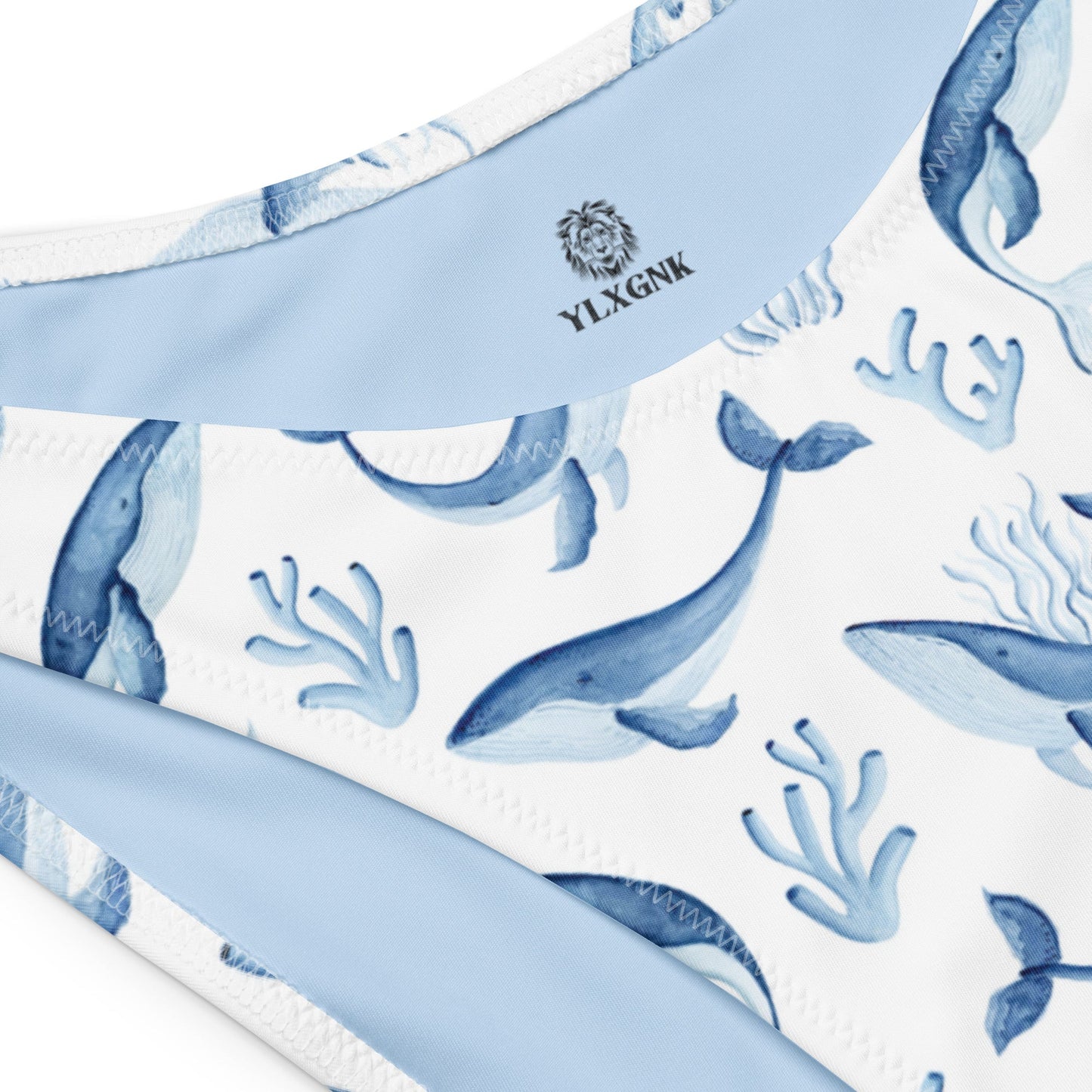Eleganter Delfinblau - Recycelter Bandeau Bikini in Blau - Weiß – Ocean Wild Life - 9571460_22671