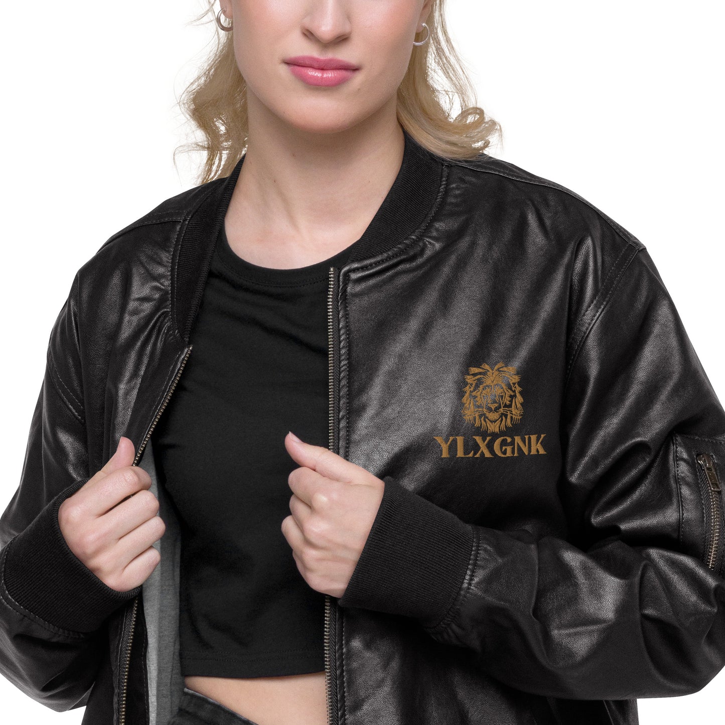 Faux  Leather Bomber Jacket