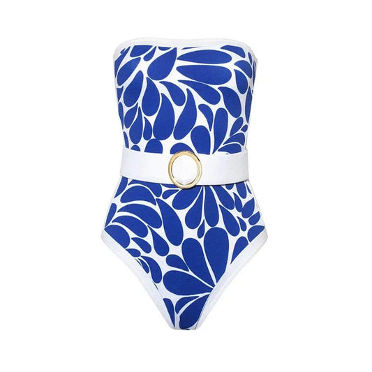 Französischer Retro - Badeanzug für Damen – Blaues Streifenmuster - 84BD29B1DEBC45C6AC6F243A22BC302F