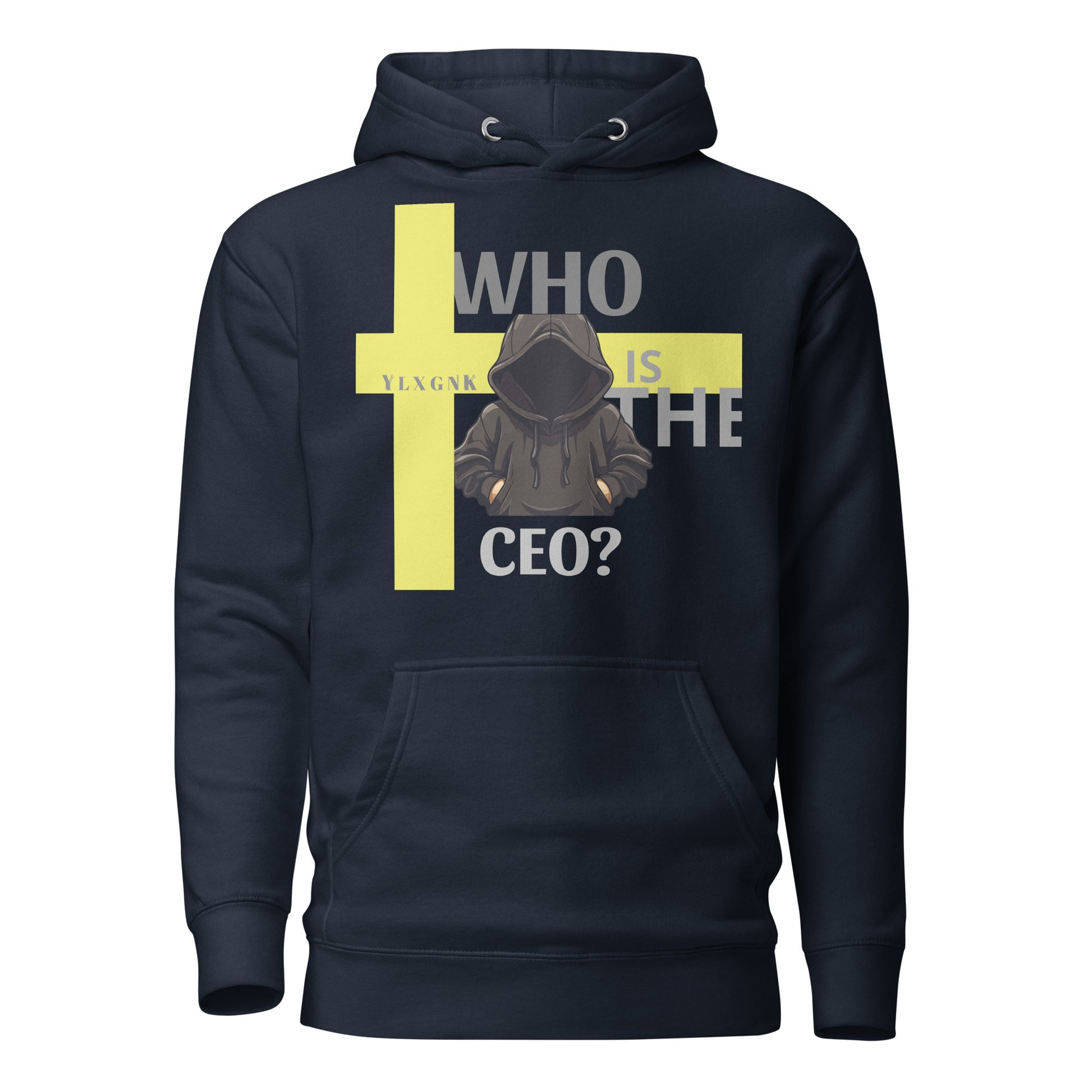 Who is the CEO merch Hoodies - navy-blazer-front by YLXGNK